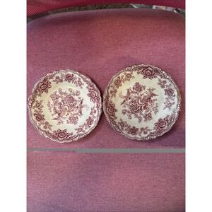 Crown Ducal Bristol Pink  Scalloped Rimmed 5.75" Saucer Set Lot Of 2 England